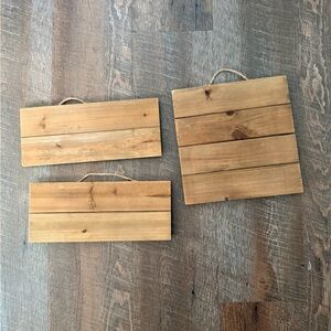 Set of 3 New Wooden Craft Signs | Rustic Wood Plaques w/ Rope Hangers